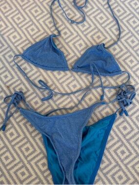 triangl swimwear Blue Shimmery String Bikini